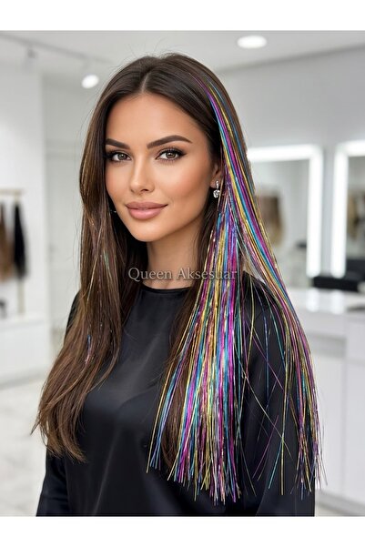 QUEEN AKSESUAR Curcubeu colorat roz albastru galben multicolor Păr hologramat...