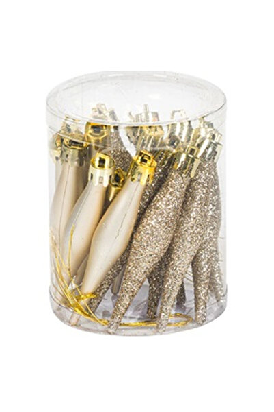 OEM Set of Christmas Ornaments Beige Matte Glitter 8cm - 18pcs