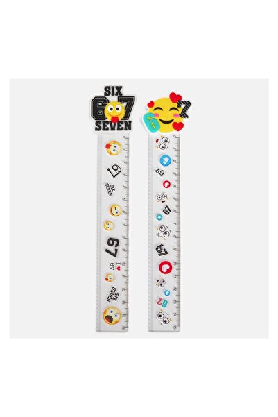 OEM Riglă Fancy 15 cm din plastic, neagră, model „6 7” cu element Rubber – ma...
