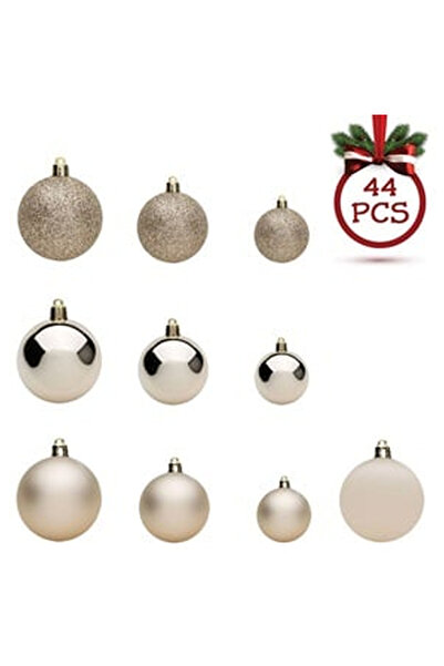 OEM Set of Christmas Baubles Beige Matte Shiny Glitter 4-6-8m - 44pcs