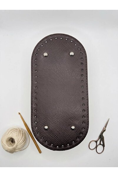 hobi dünyası evim Rivetli Leather Oval Bag Base Bitter Brown 12X25
