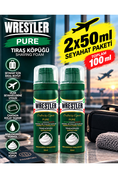 WRESTLER PURE 50 ML SEYAHAT BOY TIRAŞ KÖPÜĞÜ X 2 ADET 100 ML