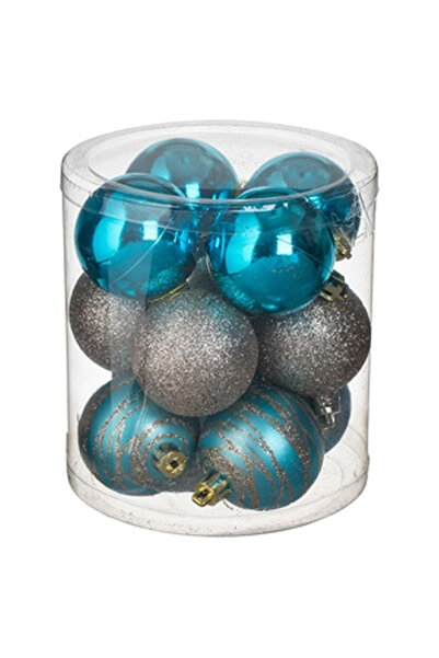 OEM Set Globuri de Craciun Turcoaz Glitter Bej Ø5cm - 12buc