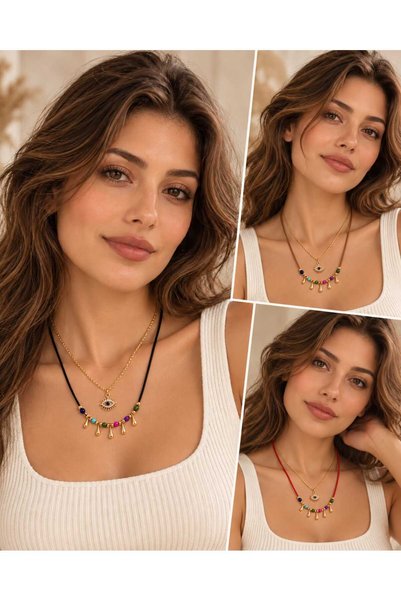 mdm style Colorful Beaded Evil Eye Figured Necklace