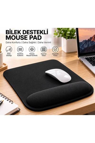 KTR TECH Mouse ped - Ergonomik Bilek Destekli, Kaymaz Tabanlı, Pürüzsüz Yüzey...