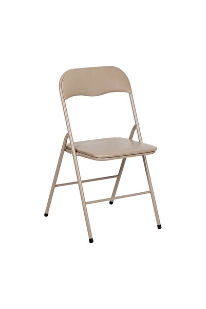 OEM Scaun pliabil metalic 47x43,5x80 cm, taupe, șezut din poliester – ușor de...