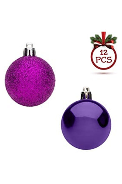 OEM Set of Purple Glitter Christmas Baubles Ø5cm - 12pcs