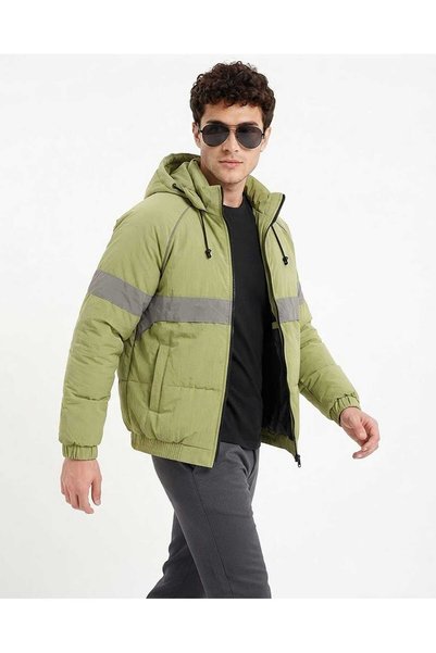 DAY BY DAY Men's Winter Jacket with Padded Design and Wide Piping on Chest an...