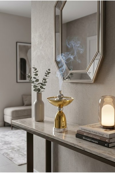 Generic مبخرة ديكورية ذهبي لامع / فضي 30 سم بتصميم فاخر وأنيق للاستخدام المنز...