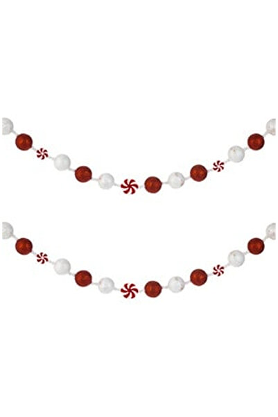 OEM Ghirlanda Decorativa de Craciun cu Bile Candy din Spuma Albe Rosii & Bomb...