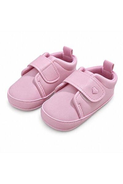 Pure Boutique Pantofiori bebe roz din piele ecologica cu arici si inimioara b...
