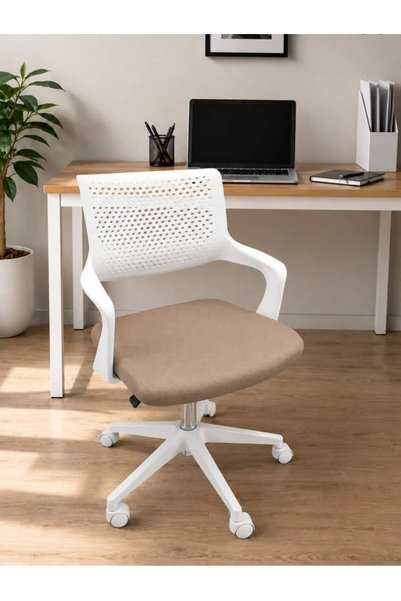 YENİLİK RÜZGARI Ergonomik Fileli Ofis Çalışma Koltuğu - Beyaz Çalışma Koltuğu...