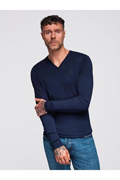 OMBRE Eleganter BASIC-Pullover für Herren mit V-Ausschnitt und Viskose – Mari...
