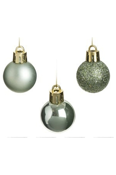 OEM Set of Mint Green Matte Shiny Christmas Baubles with Glitter Ø3cm - 20pcs