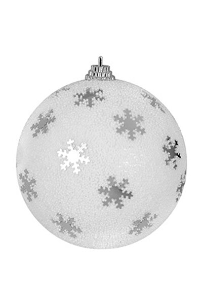 OEM Set of White Christmas Baubles with Silver Snowflakes Ø8cm - 6pcs
