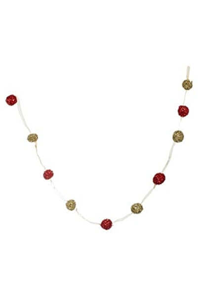 OEM Decorative Christmas Garland with Red and Gold Tinsel Globes - 1m