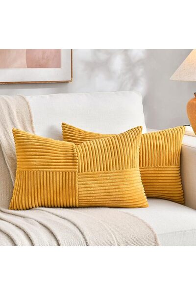 Fancy Homi عبوتان من أغطية الوسائد الزخرفية بلون التان مقاس 12×20 بوصة لغرفة ...