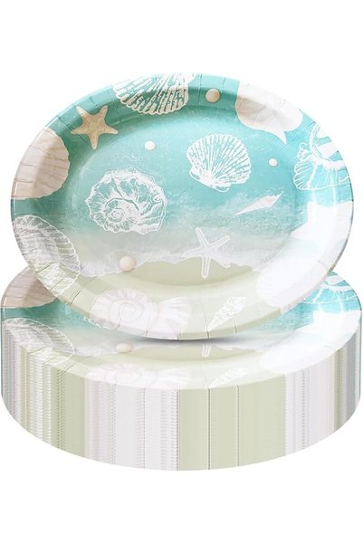URbazaar 25 Pcs Disposable Paper Plates set, Oval Plates, 32X27 CM Disposable...