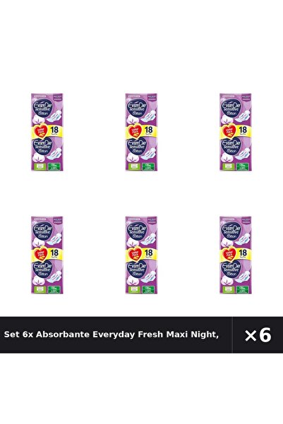 EveryDay Set 6x Absorbante Fresh Maxi Night, 18 bucăți