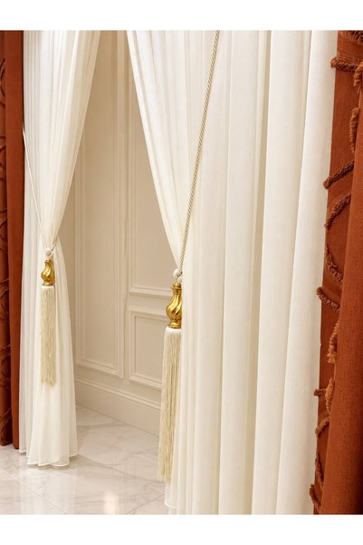 GACALLAR HOUSE Taçsoft Bamboo Draped Double-Breasted Model 1/3 Full Pleated, No Ironing Needed after Washing, Accessory Included as a Gift