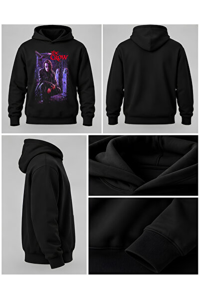 BUTSHIRT ‘The Crow‘ Baskılı Unisex Kapüşonlu DAR Kesim Sweatshirt