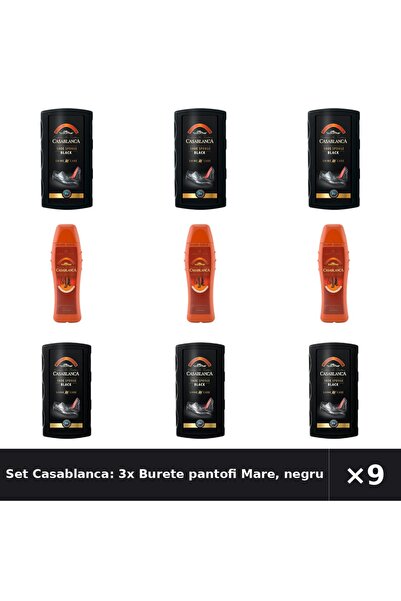 CASABLANCA Set Casablanca: 3x Burete pantofi Mare, negru + Crema Lichida Inca...