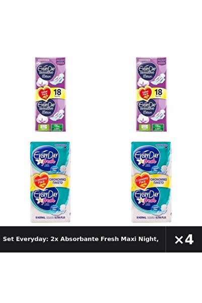 EveryDay Set Everyday: 2x Absorbante Fresh Maxi Night, 18 buc + Absorbante Fr...