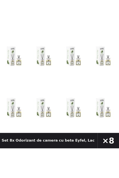 Eyfel Set 8x Odorizant de camera cu bete Eyfel, Lacramioare, 120 ml