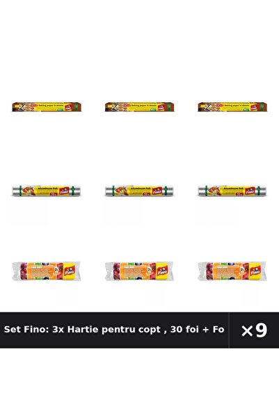 Fino Set Fino: 3x Hartie pentru copt , 30 foi + Folie alimentara din aluminiu...