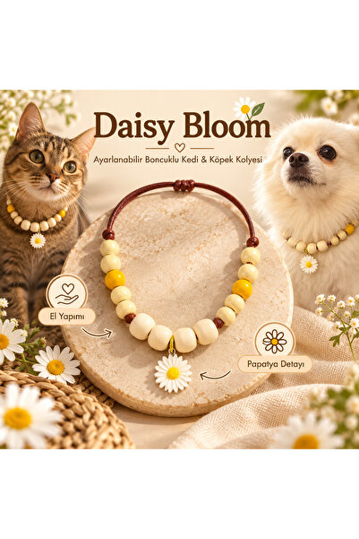 Daisy Bloom Ayarlanabilir Boncuklu Kedi ve Köpek Kolyesi
