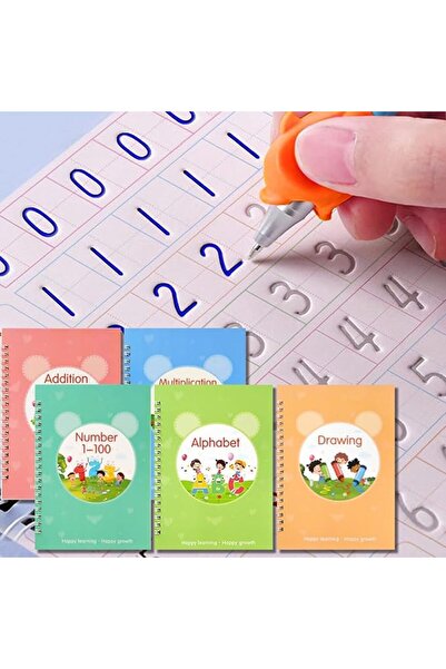 X SPRING دفاتر تدريب الكتابة اليدوية المحفورة، مجموعة من 5 كتب سحرية لممارسة ...