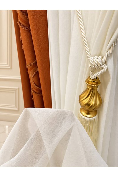 GACALLAR HOUSE Taçsoft Bamboo Draped Double-Breasted Model 1/3 Full Pleated, No Ironing Needed after Washing, Accessory Included as a Gift