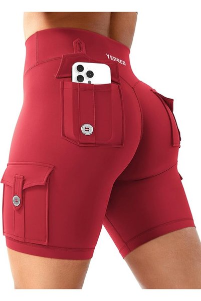 GENERAL YEOREO CoreFlex Women Workout Biker Shorts with Cargo Pockets Hidden ...