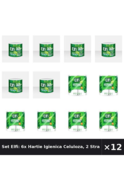 Elfi Set Elfi: 6x Hartie Igienica Celuloza, 2 Straturi, 50m + Prosop bucatari...