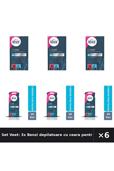 Veet Set Veet: 3x Benzi depilatoare cu ceara pentru picioare si +1