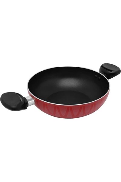 Trust Pro Non Stick Aluminium WOK Pan with Glass Lid and 2 Layered Aluminium ...