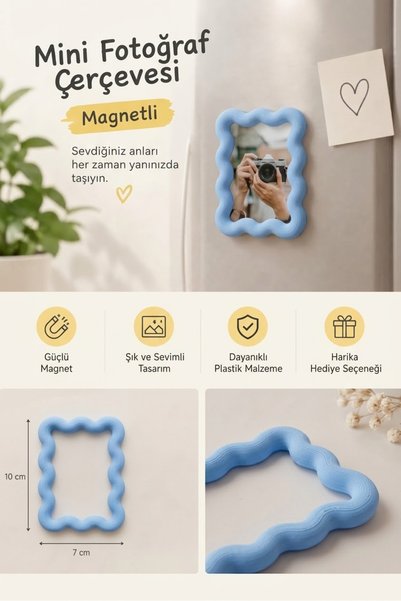 Go İthalat Mini Fotoğraf Çerçevesı Magnetli 10x7 cm - 3D Baskı Buzdolabı Magn...