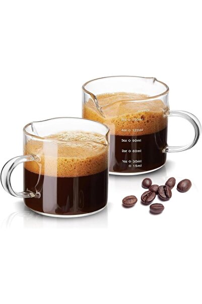 GENERAL أكواب إسبريسو من يارامات بمقابض خشبية، إكسسوارات إسبريسو من الزجاج ال...