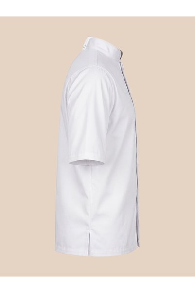 Signature Uniform Durable Premium Alpaca Fabric Double-Breasted Men's Chef Jacket - White / Black - Name Embroidery Gift