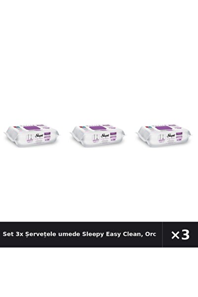 Sleepy Set 3x Șervețele umede Easy Clean, Orchid Garden, multisuprafețe, 100 buc