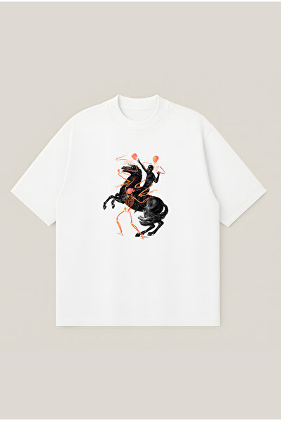 Moon Dancer Tricou unisex cu imprimeu cu schelete, croială supradimensionată,...