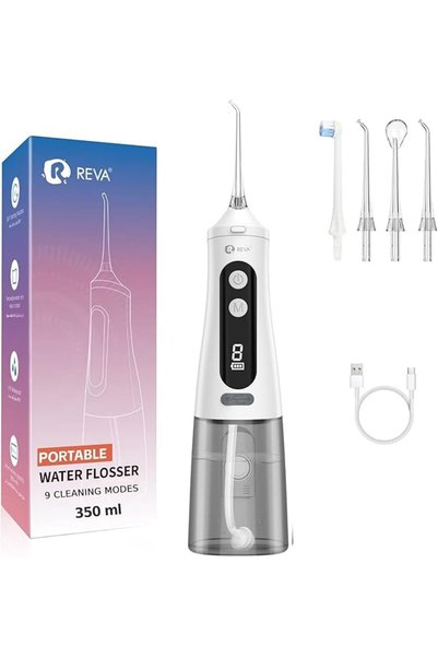 R REVA جهاز تنظيف الأسنان بالماء احترافي - جهاز تنظيف الفم لاسلكي بزاوية 360 ...