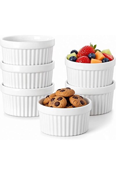 U-HOOME U HOOME 6Pcs Porcelain Ramekins Set, 8 oz Small Ramekin Bowls - Oven,...