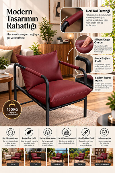 TİLİAOFFİCE KONFORA Portatif Metal İskeletli Berjer, Modern Metal İskeletli P...