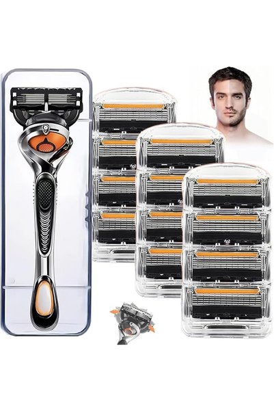 Yelajoy ALMEKAQUZ Razor for Men – 12 Blade Refills with Single Blade Handle f...