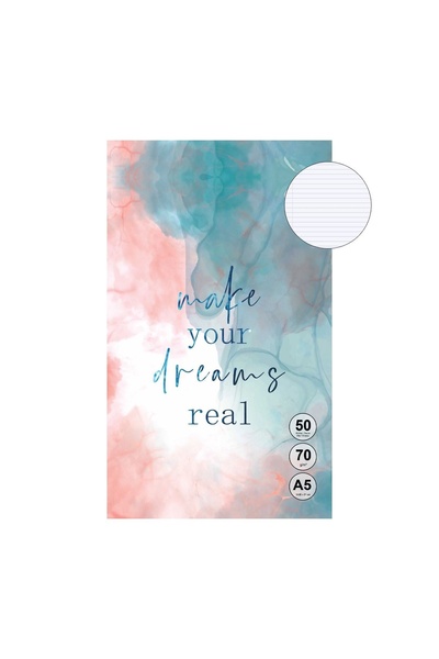 OEM Carnetel Notite A5 Roz Turcoaz cu Model Marble "Make Your Dreams Real" - ...