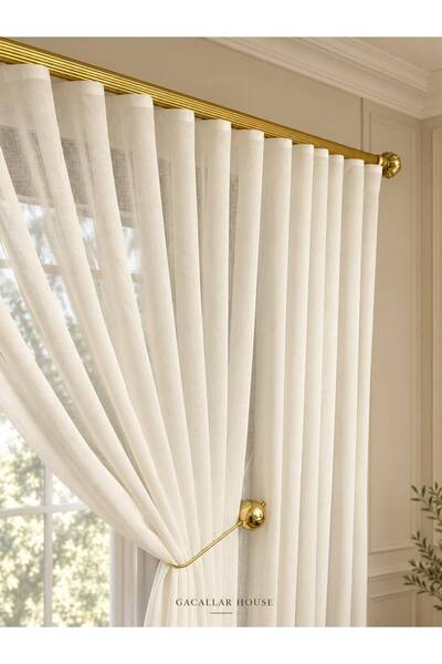 GACALLAR HOUSE Natural Linen Heavy Weight 1/3 Full Pleated No Ironing Needed ...