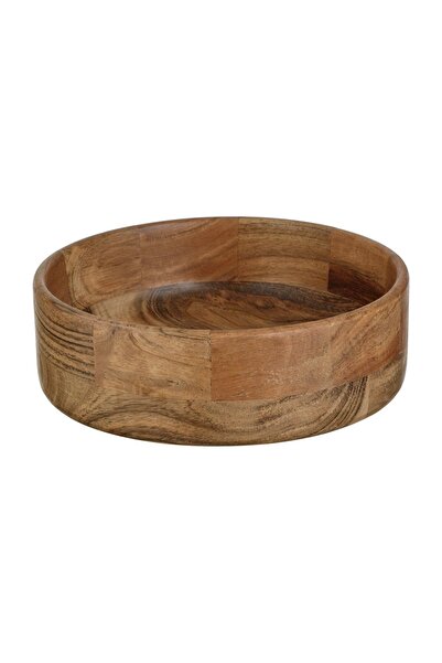 OEM Bol din Lemn Naturala Inchisa Ø21.5x7.5cm - 1.5L – volum practic pentru s...