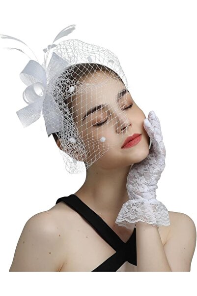 Yelajoy Fascinator Hat Set for Women, 1 Set Fascinator Hat with Veil & Short ...