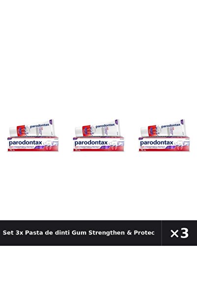 Parodontax Set 3x Pastă de dinți Gum Strengthen & Protect, Albire, 75 ml